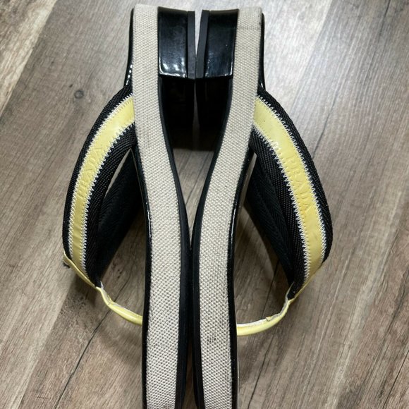 Prada Womens Yellow White Slip On Block Heel Flip Flop Sandal Size US 8 EUR 38.5 - Picture 5 of 6